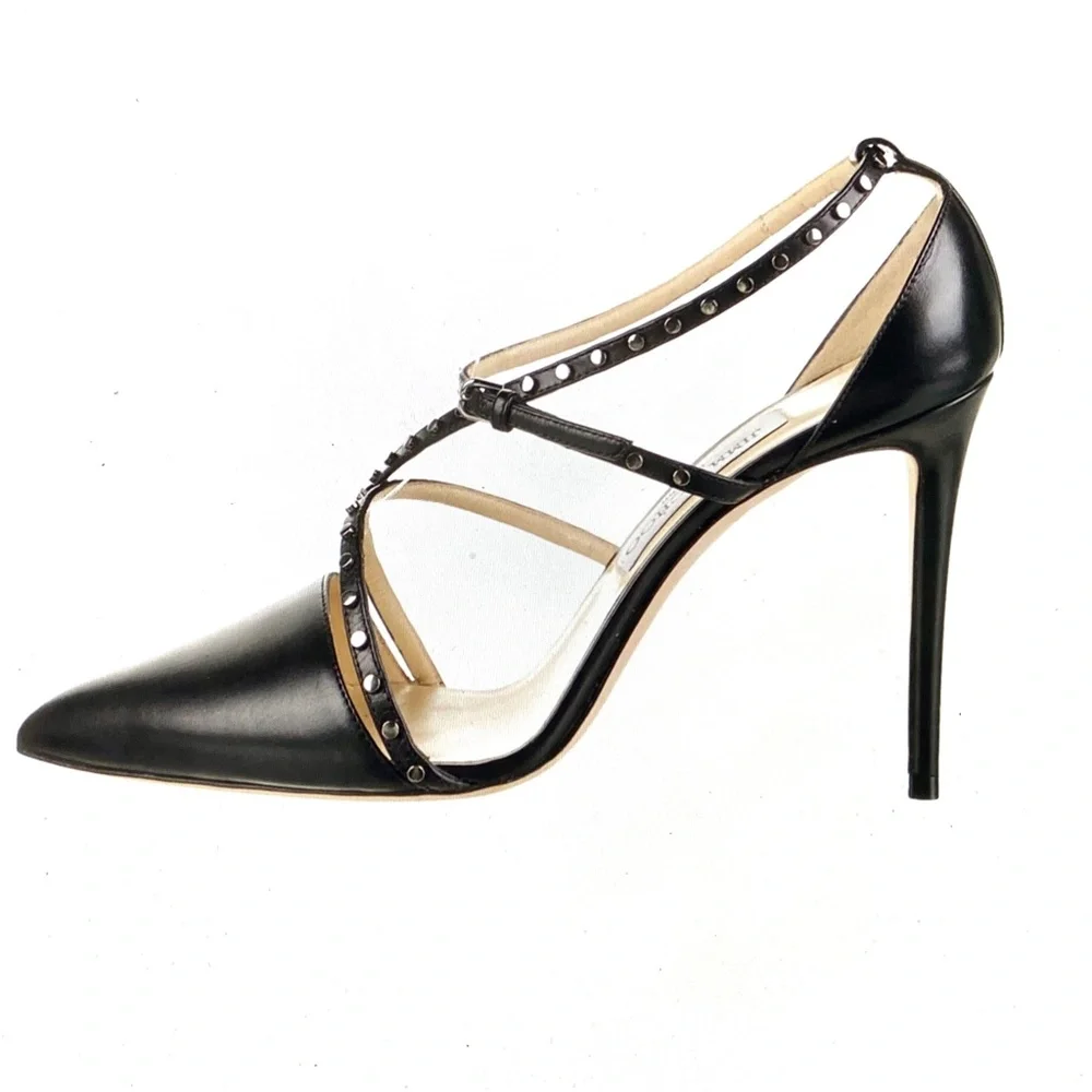 Jimmy Choo TIFF85 Studded Stiletto Sandals With Pointed Toes